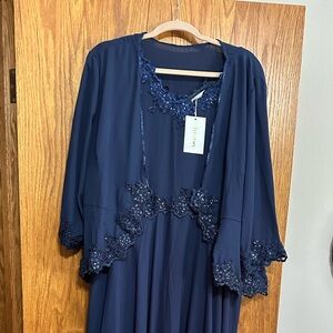 Plus Size Mother of the Groom Navy Evening Gown